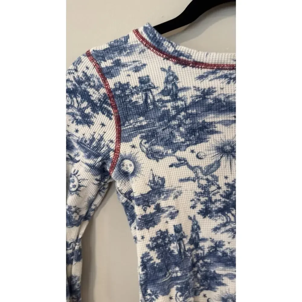 Free People  Toileidays Long Sleeve Thermal Top Sun Moon Whimsigoth Size Small - Picture 4 of 11